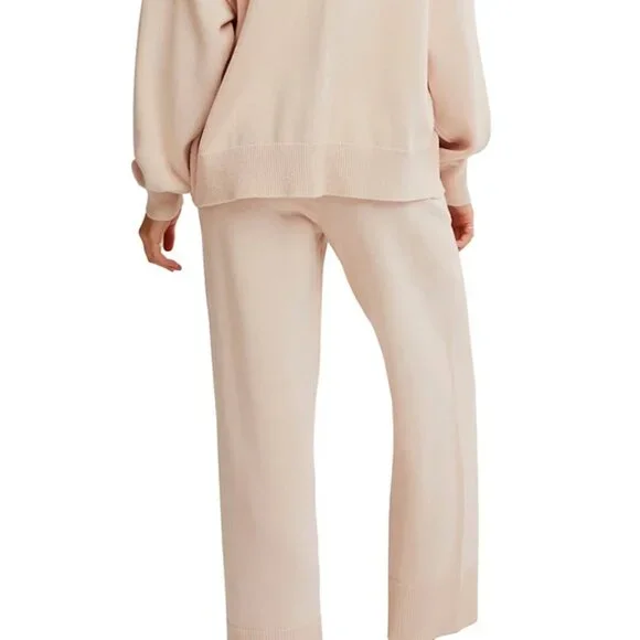 FREE PEOPLE Beach Solar Sweater Cardigan & Pants in Beige Size LARGE - Picture 4 of 5